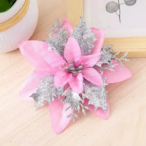 1–20pcs Glitter Artificial Christmas Flowers, Xmas Tree Ornaments & Holiday Decorations