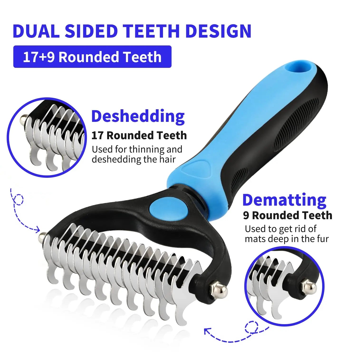Pet Deshedding Brush for Dogs & Cats – Fur Remover Comb
