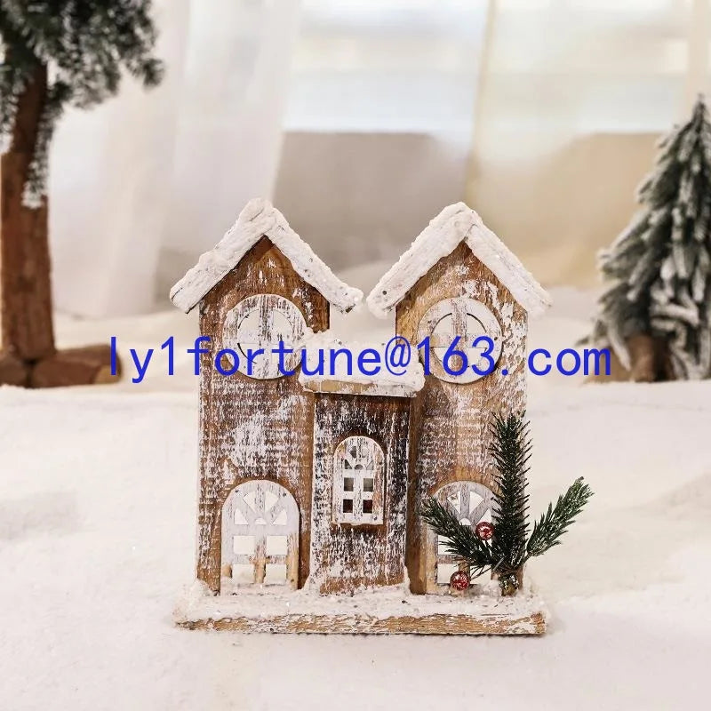 Glowing Wooden Christmas House Decor