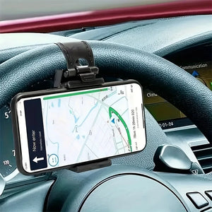 Car Steering Wheel Phone Holder – Universal Mobile Mount