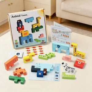 Wooden Montessori Animal Matching Puzzle – Educational 3D Toy for Kids
