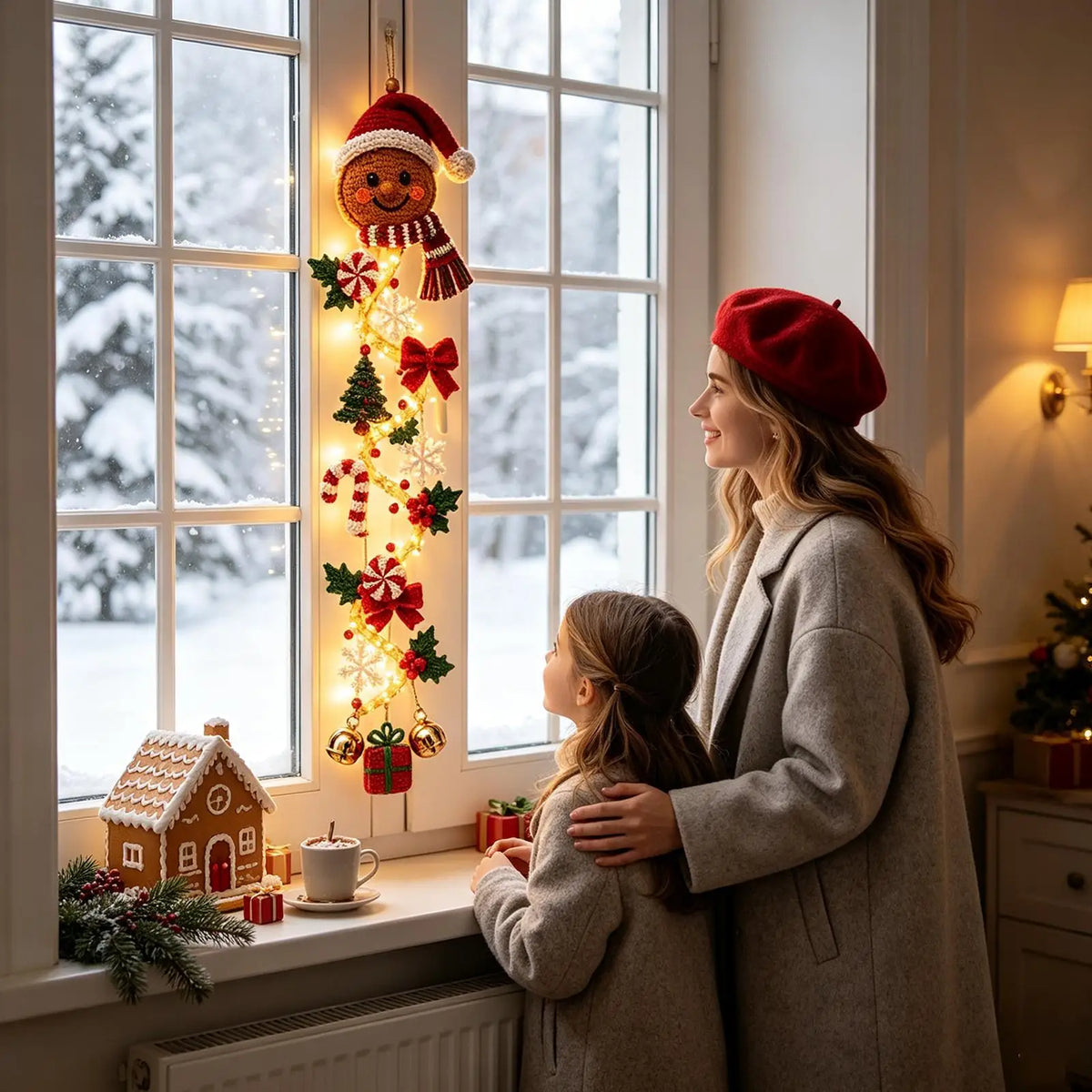 Lighted Christmas Door Swag Decor for Home & Farmhouse