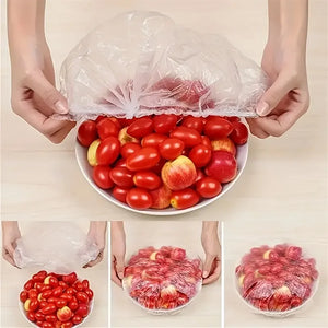 100PCS Disposable Food Covers – Plastic Bowl & Food Wrap