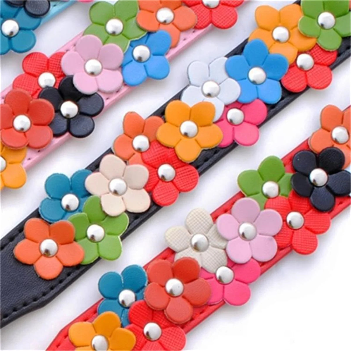Floral PU Leather Pet Collar & Leash – Stylish Dog & Cat Set