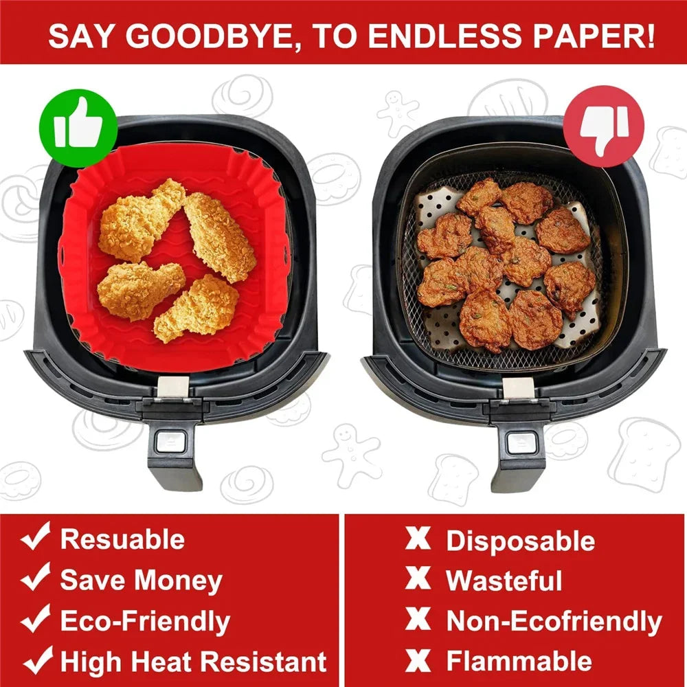 Reusable Silicone Air Fryer Liner – Non-Stick Baking Pan