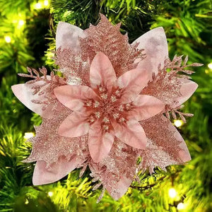 1–20pcs Glitter Artificial Christmas Flowers, Xmas Tree Ornaments & Holiday Decorations