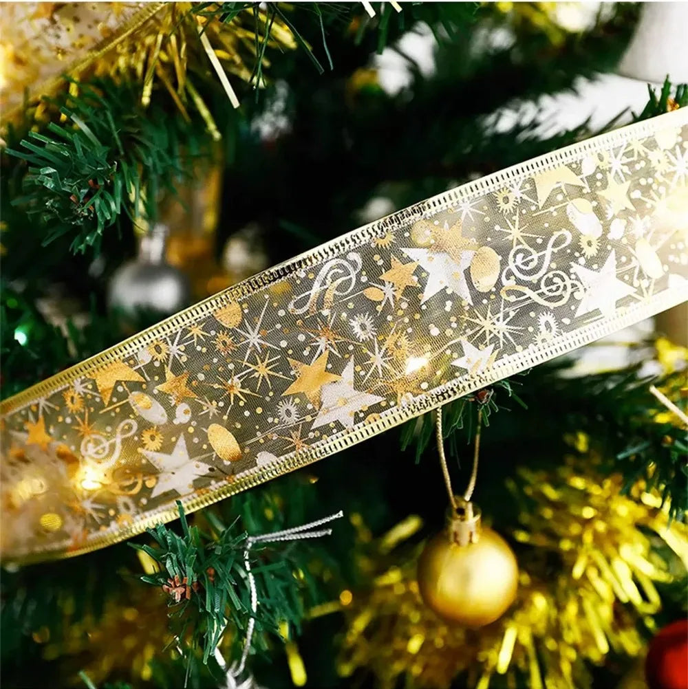 Christmas Ribbon Fairy Lights, DIY Bow String Lights for Xmas Tree Decor