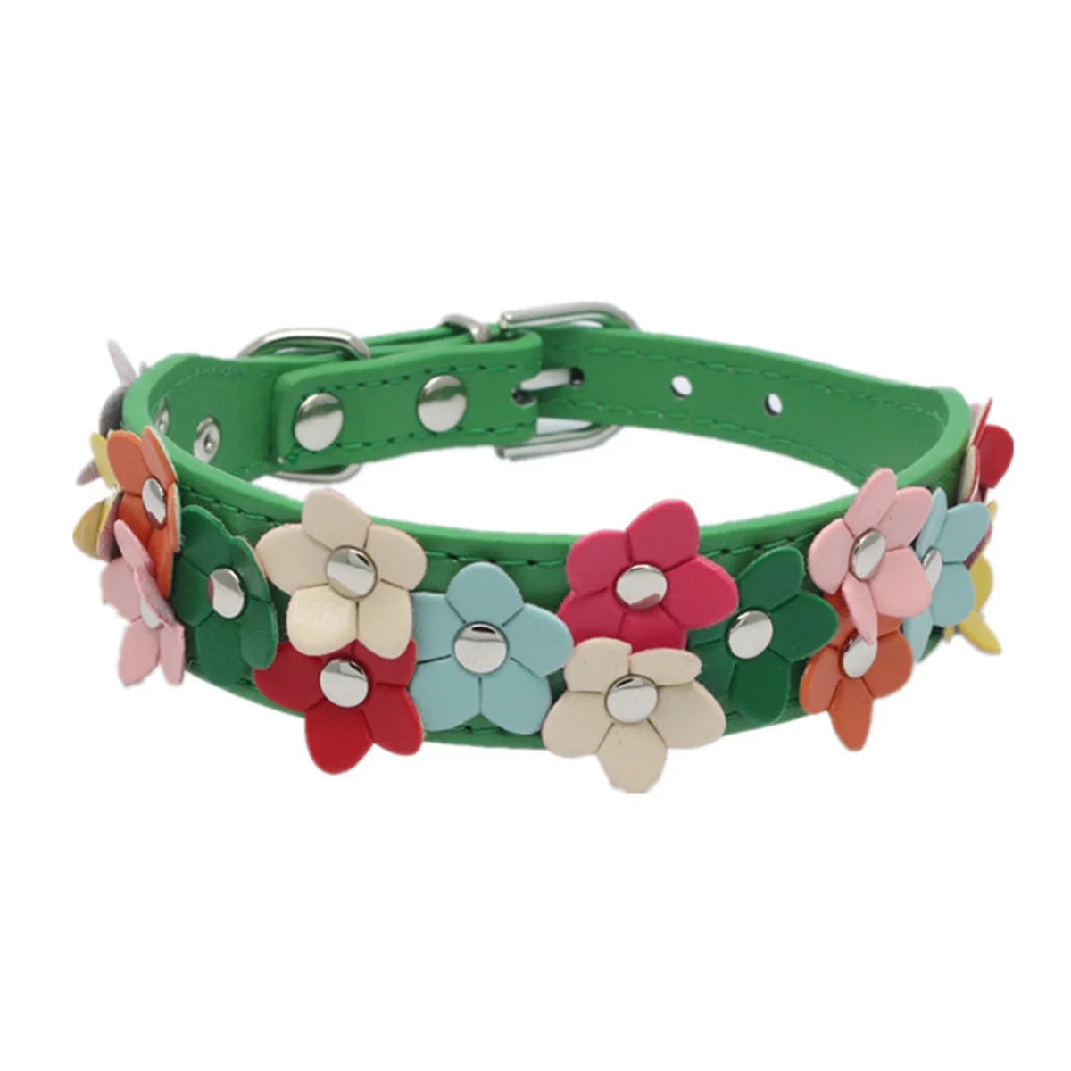 Floral PU Leather Pet Collar & Leash – Stylish Dog & Cat Set