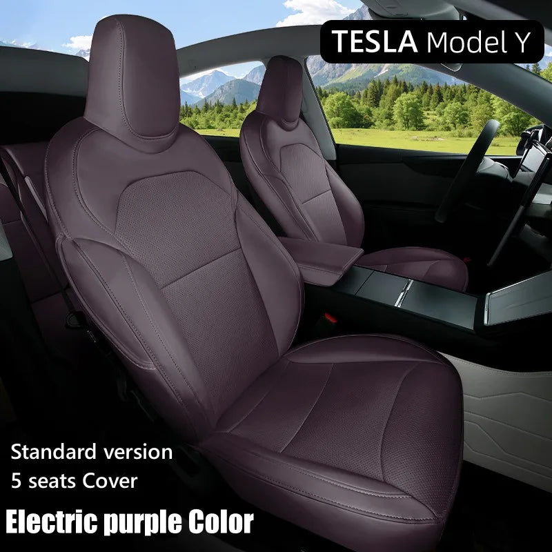 Tesla Model Y Juniper 2025–2026 Nappa Leather Seat Covers – Anti-Stain Interior Accessories