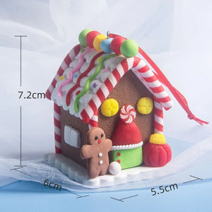 5pcs Gingerbread House Christmas Tree Ornaments, Hanging Holiday Decor