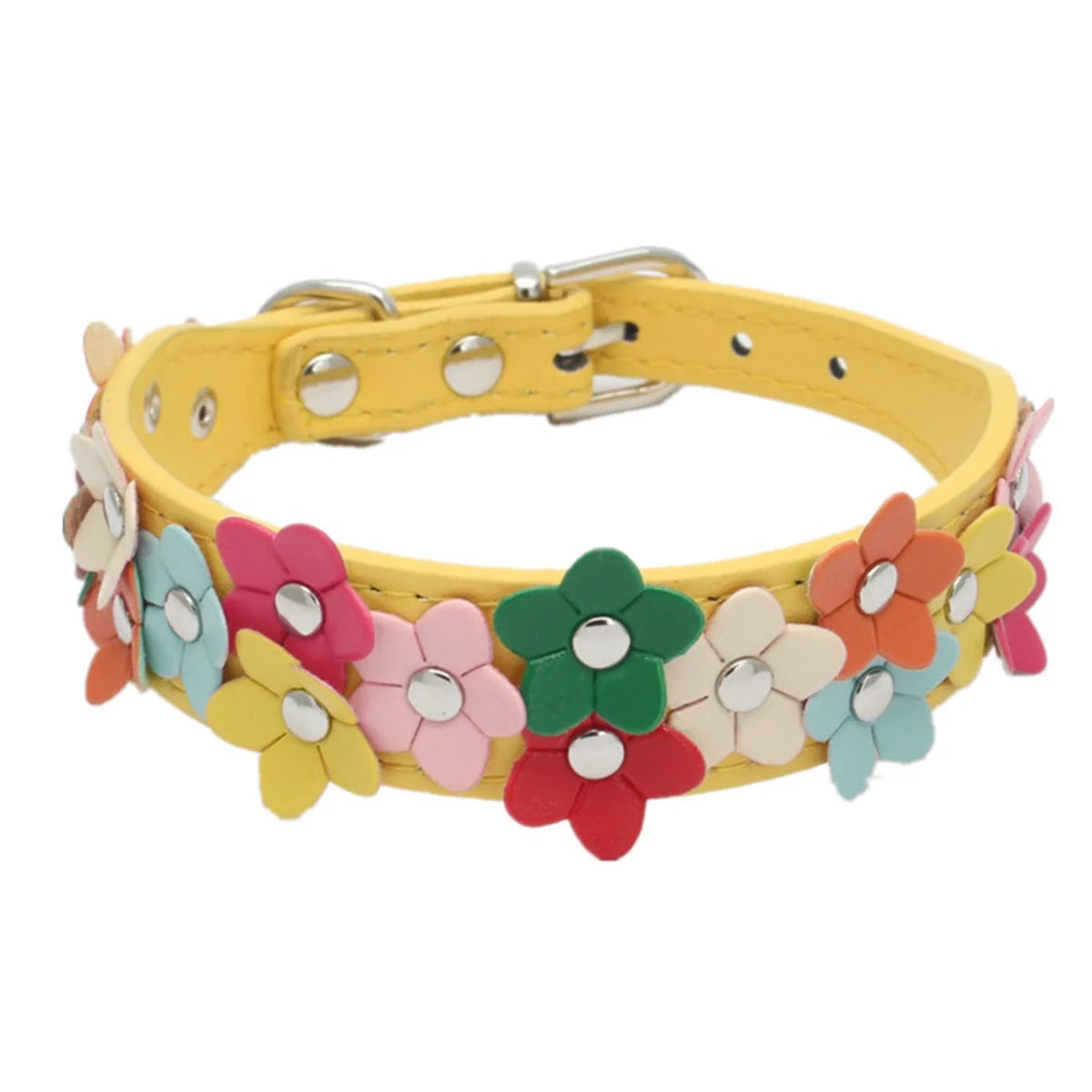Floral PU Leather Pet Collar & Leash – Stylish Dog & Cat Set