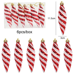 6pcs Christmas Candy Cane, Lollipop & Hanging Ball Ornaments for Xmas Tree
