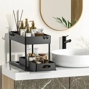 2-Tier Under Sink Organizer – Sliding Storage Rack for Kitchen & Bathroom