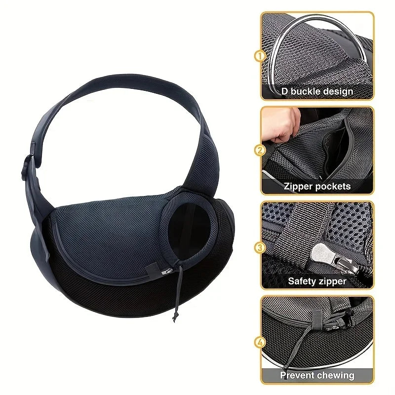 SEO Title: Dog Sling Carrier Backpack – Breathable Mesh Travel Bag for Dogs & Cats