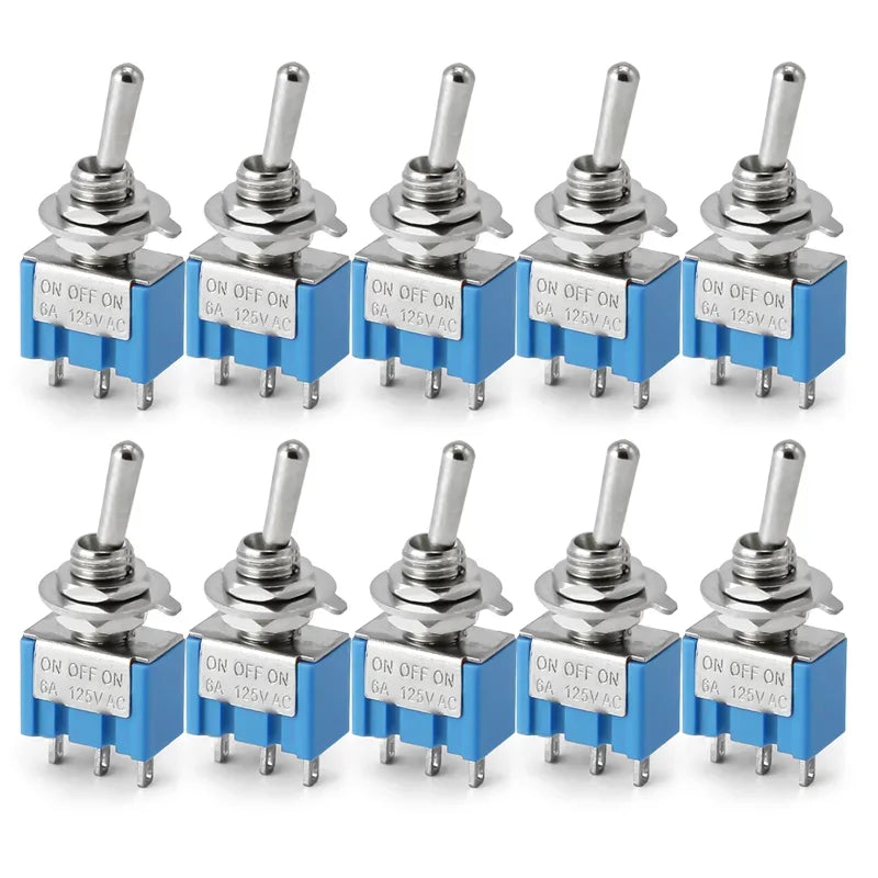 10PCS Mini Toggle Switch Set – 3Pin/6Pin ON-OFF Switches