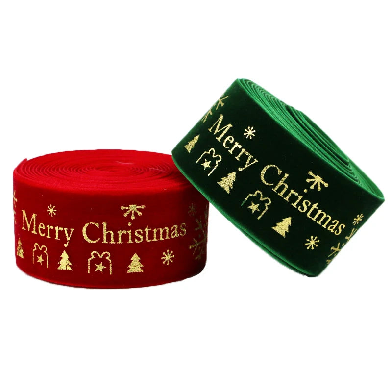 Christmas Printed Ribbon 3.8cm, 3 Yards/Pack for DIY Bows & Gift Decoration