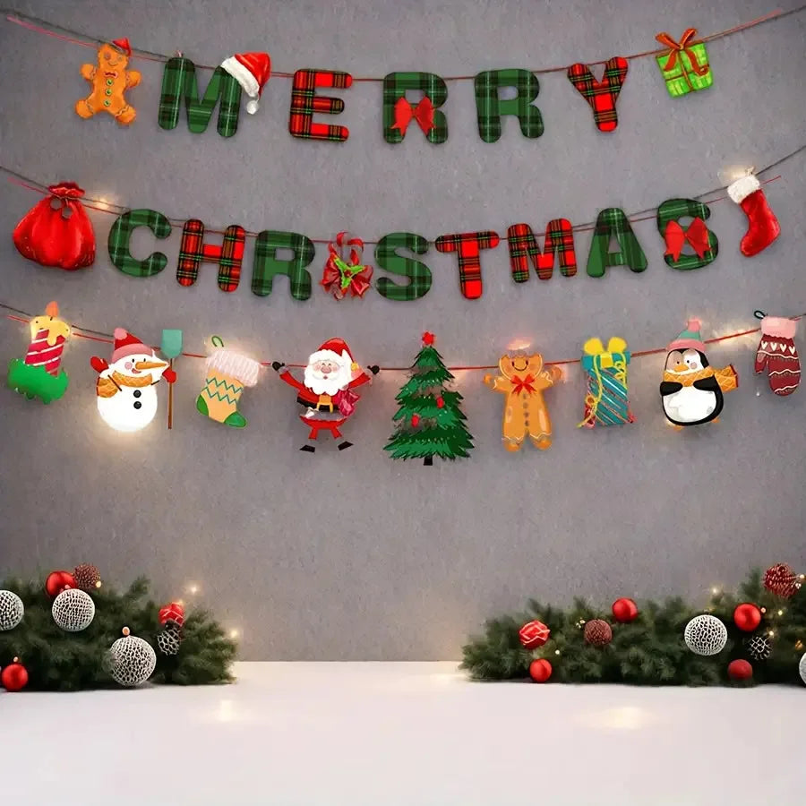 Christmas Party Decorations Set with Banner & Ornaments