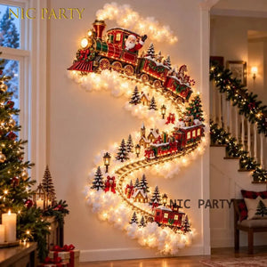 Glowing Christmas Wall Light – Santa Sleigh & Reindeer Decor