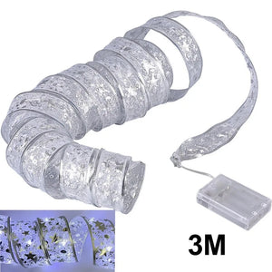Christmas Ribbon Fairy Lights, DIY Bow String Lights for Xmas Tree Decor