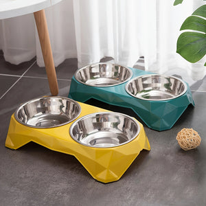 Stainless Steel Double Pet Bowl for Dogs & Cats – Non-Slip