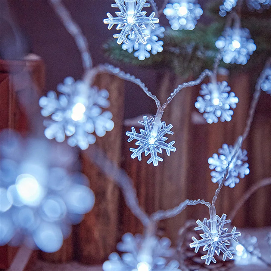 10/20/40 LED Snowflake String Lights, USB/Battery Powered Christmas Decorations