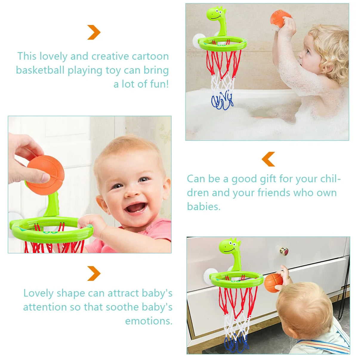 Writing  Baby Bath Basketball Hoop Toy Set with 3 Balls