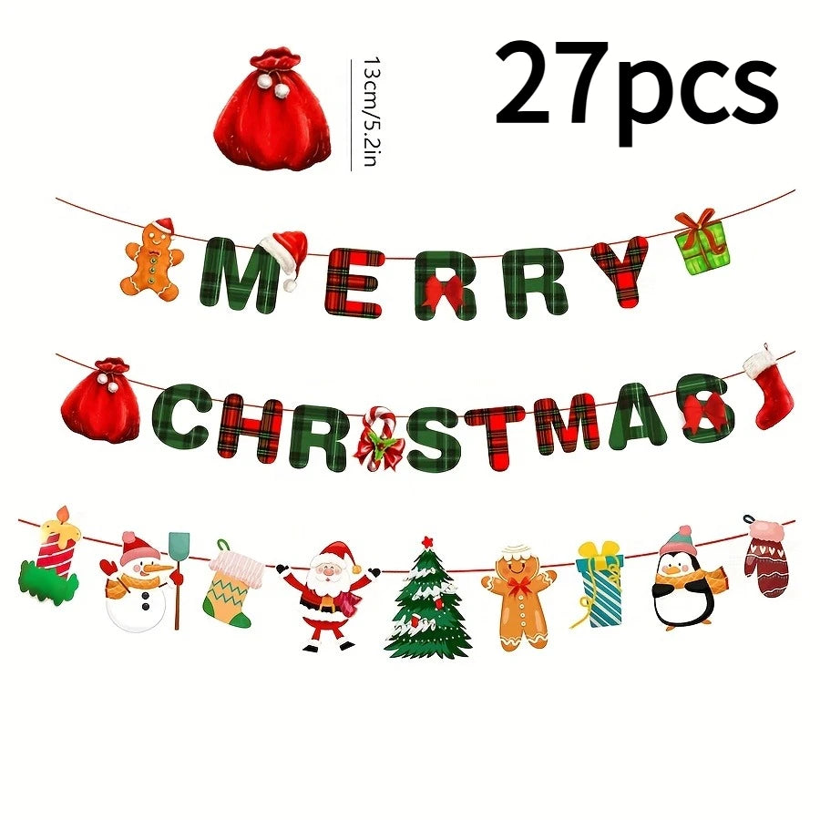 Christmas Party Decorations Set with Banner & Ornaments