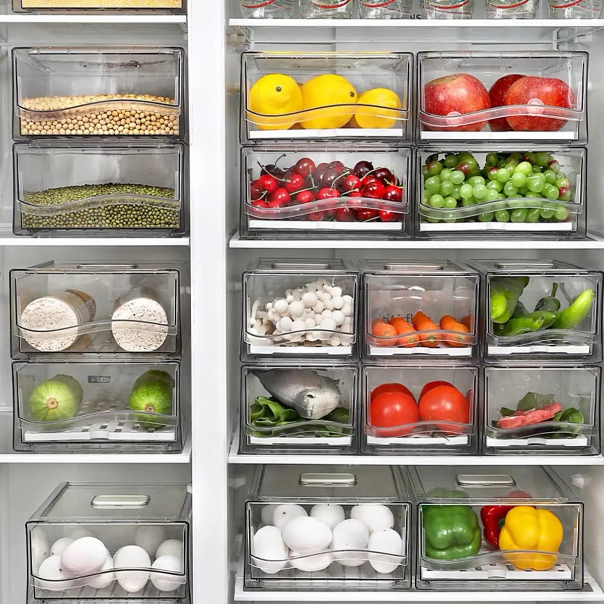 Stackable Fridge Organizer Bins – Reusable Food Storage Containers