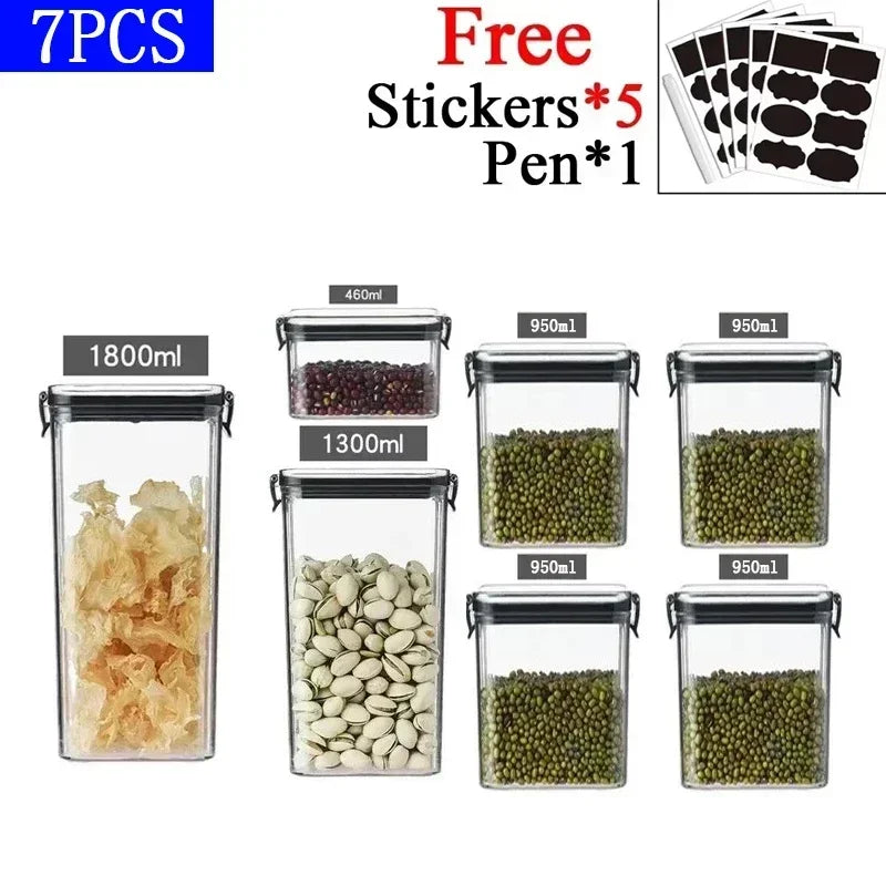 Stackable Plastic Food Storage Containers – Airtight Kitchen Jars