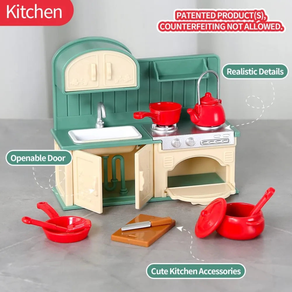 1:12 Miniature Dollhouse Furniture Set – Kitchen & Dining Accessories for Kids
