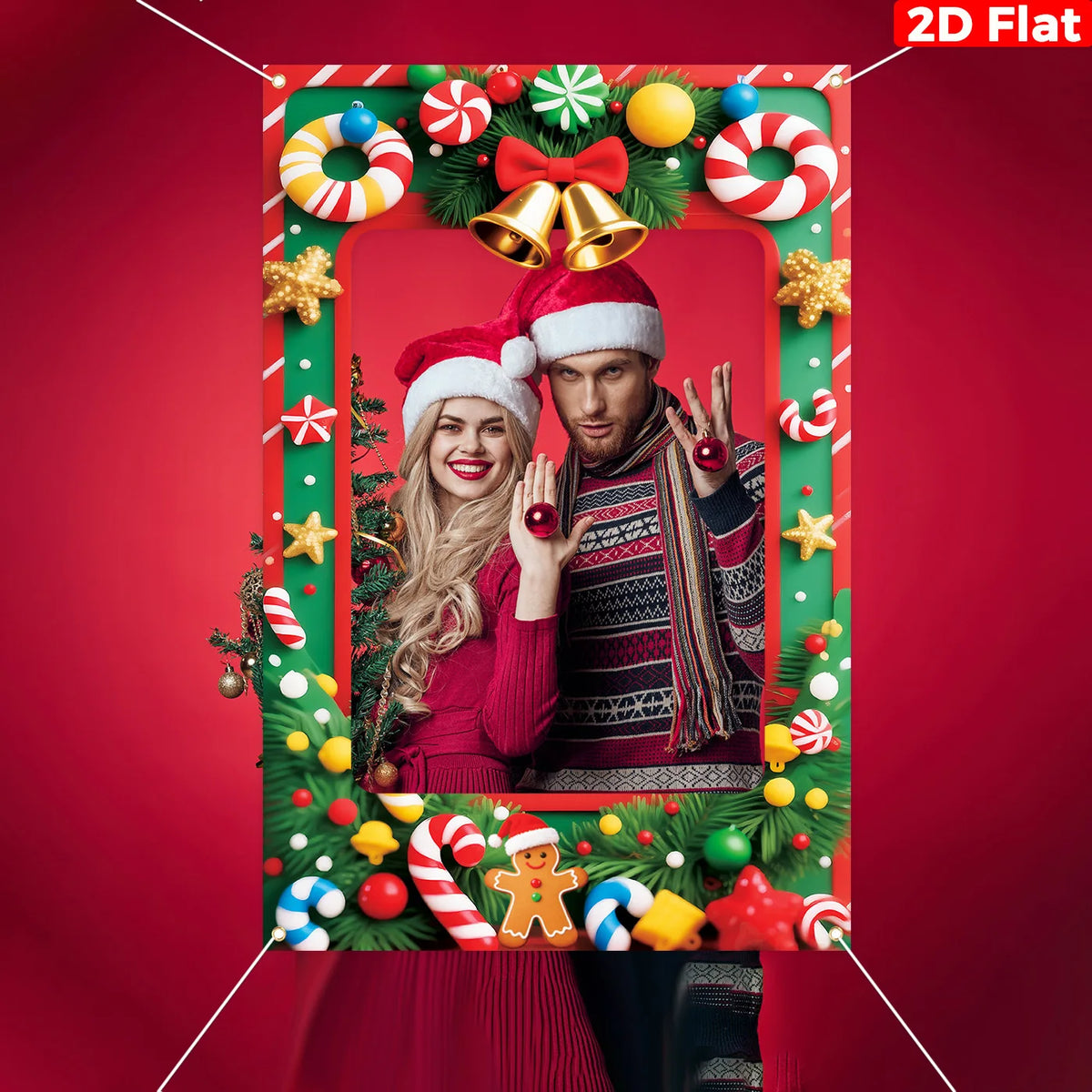 Christmas Photo Booth Decor, Merry Christmas Backdrop & Xmas Ornaments