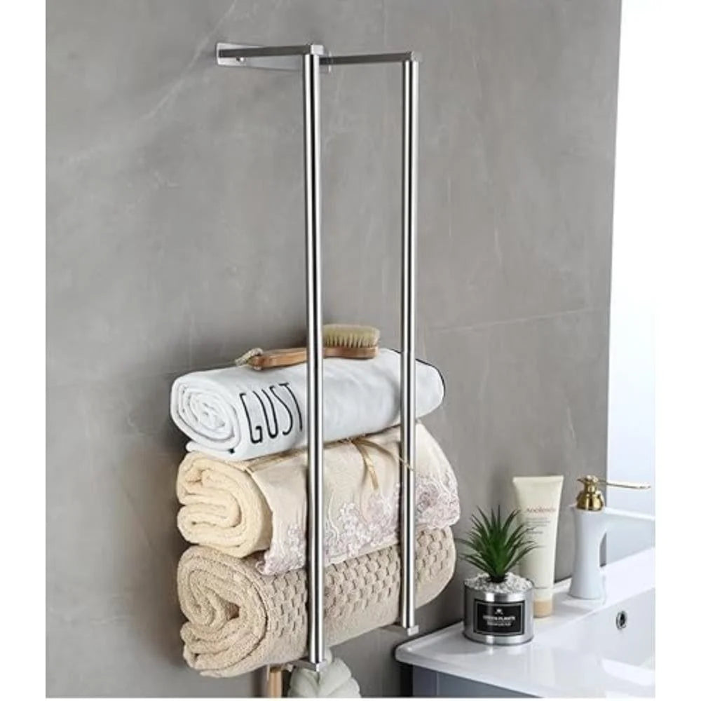Wall-Mounted Stainless Steel Towel Rack – Bathroom Storage