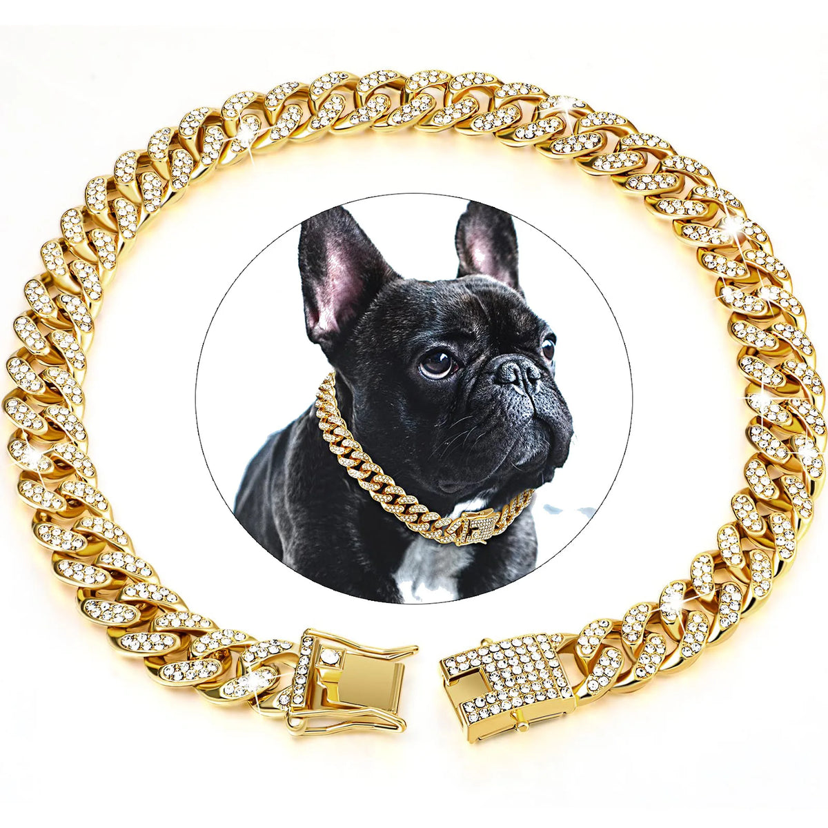 Diamond Cuban Chain Pet Collar – Stylish Metal Collar for Dogs & Cats