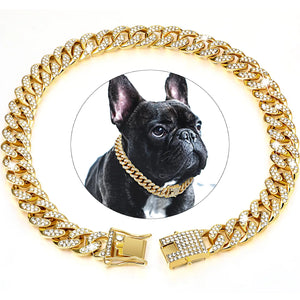 Diamond Cuban Chain Pet Collar – Stylish Metal Collar for Dogs & Cats