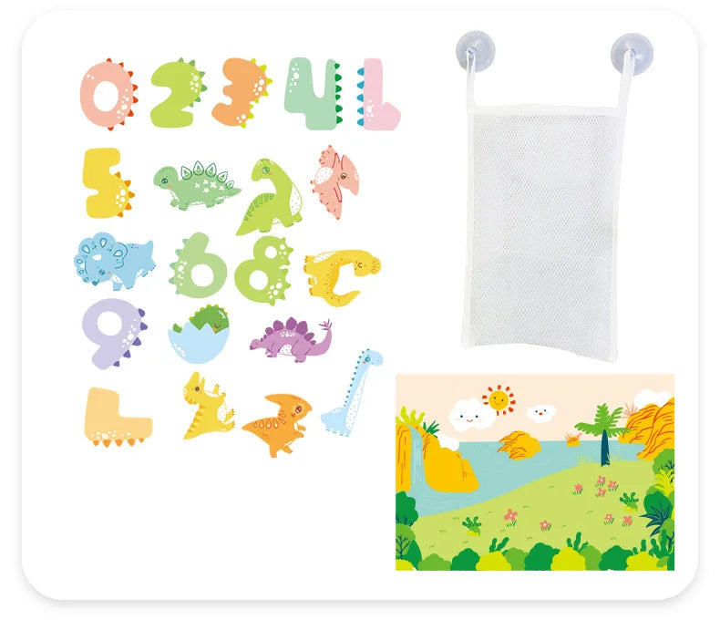 Baby Bath Toys – Floating Foam Animals & Traffic Learning Set for Toddlers