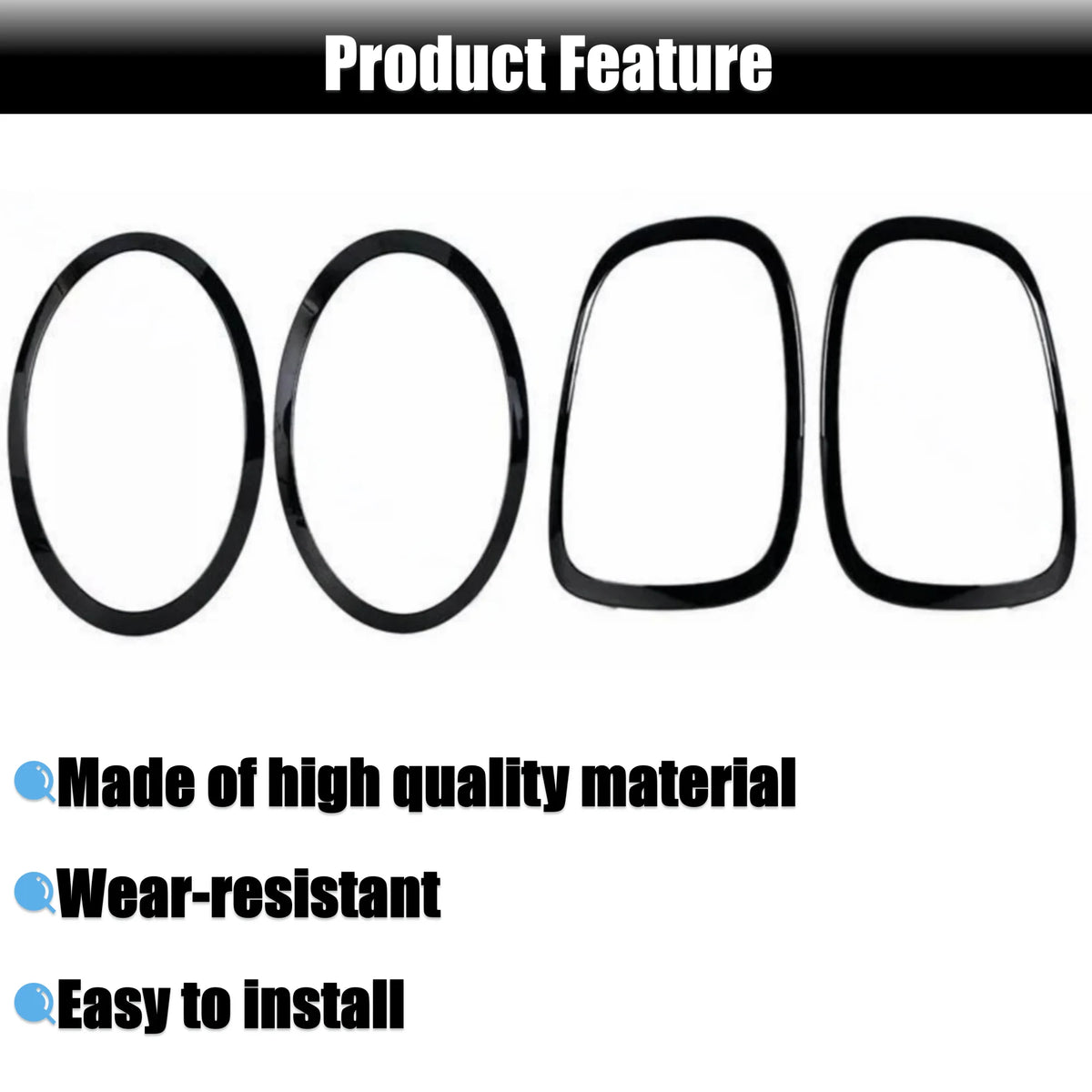 Glossy Black Headlight & Taillight Trim Rings for Mini Cooper F55 F56 F57