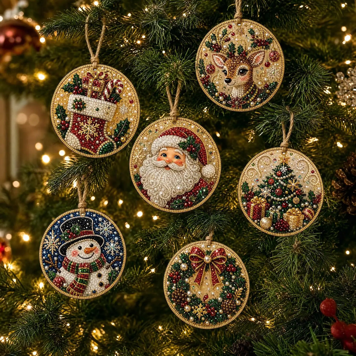 DIY Christmas Diamond Art Wooden Decorations