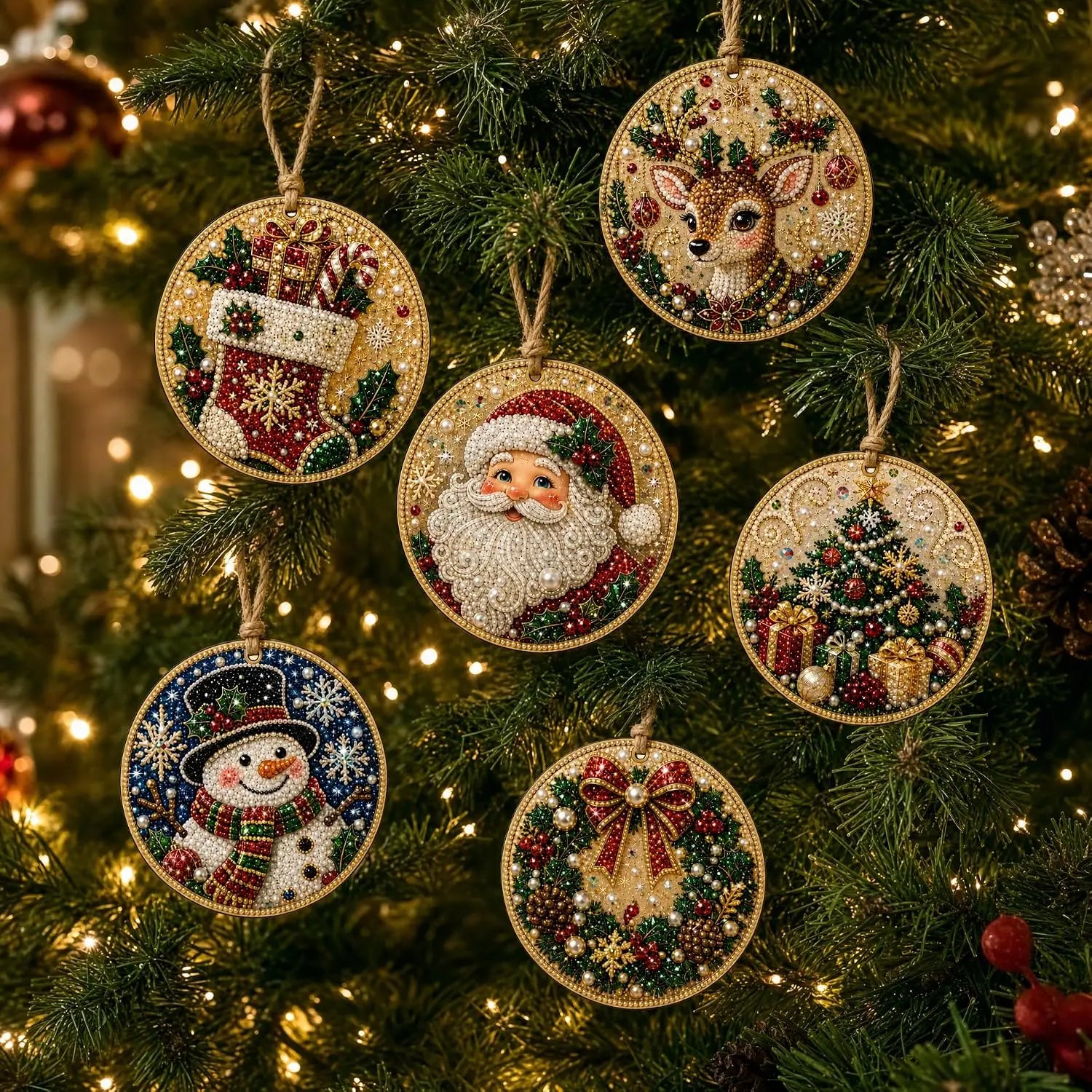 DIY Christmas Diamond Art Wooden Decorations