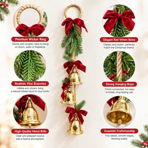 Christmas Door Hanging Bells with Velvet Bows