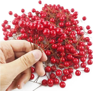 Mini Artificial Red Berries for Christmas Wreaths, DIY Floral Crafts & Home Decor