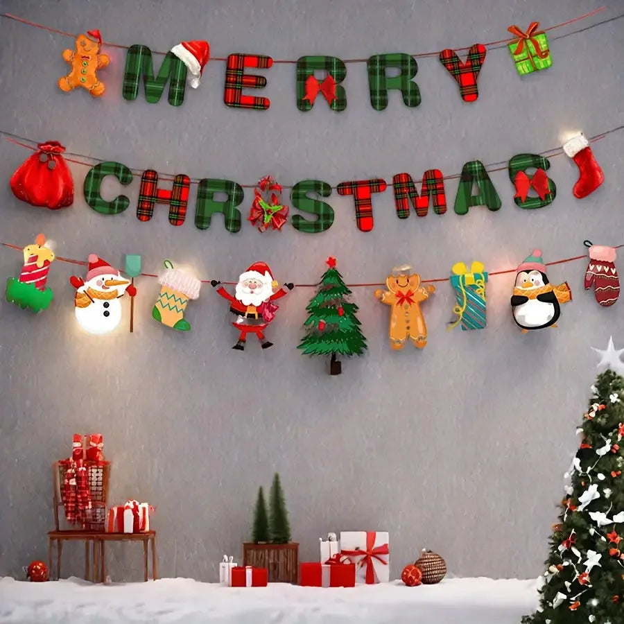 Christmas Party Decorations Set with Banner & Ornaments