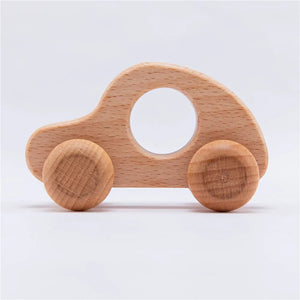 Dinosaur Cartoon Wooden Teether Toy for Babies – Montessori Sensory Car