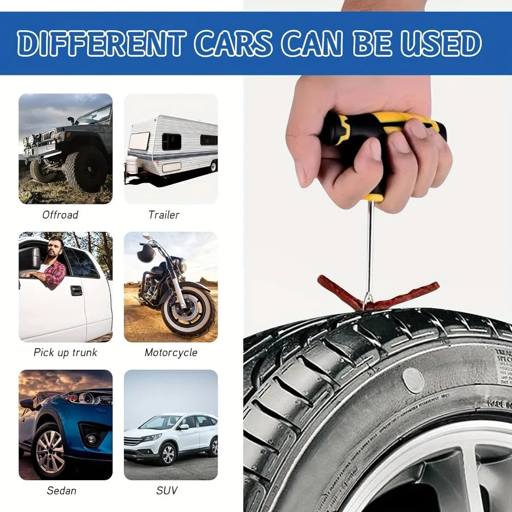 Universal Tire Repair Kit – Multi-Function Tools for Car, Motorcycle & Bike
