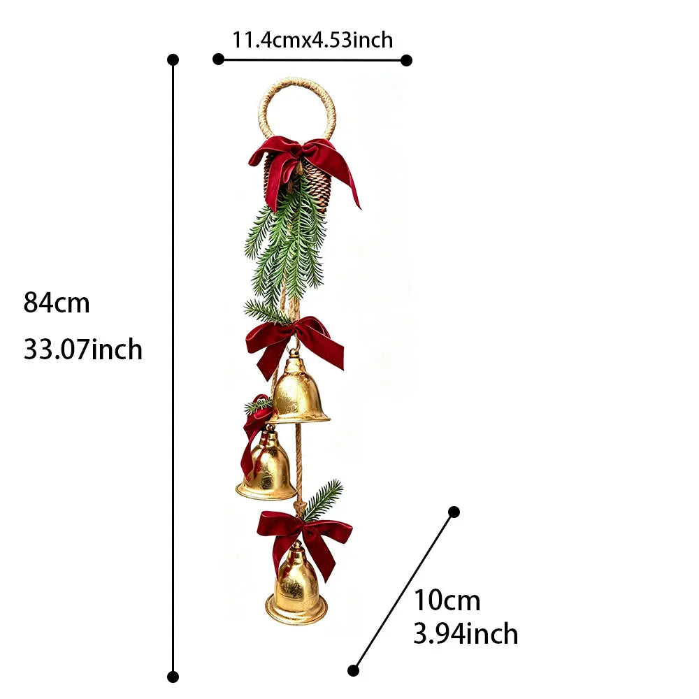 Christmas Door Hanging Bells with Velvet Bows