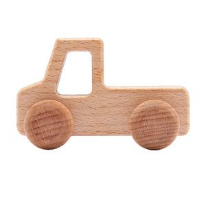 Dinosaur Cartoon Wooden Teether Toy for Babies – Montessori Sensory Car