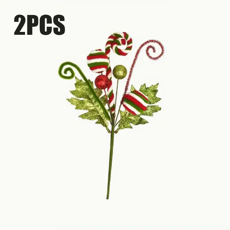 Christmas Flower Picks with Woolen Bells