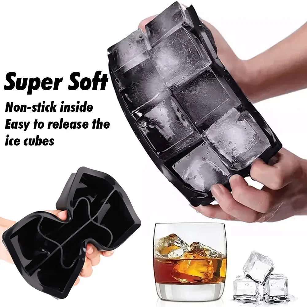 Silicone Ice Cube Tray with Lid – 4, 6 & 8 Grid Ice Maker
