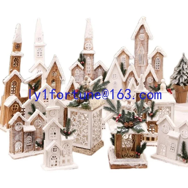 Glowing Wooden Christmas House Decor