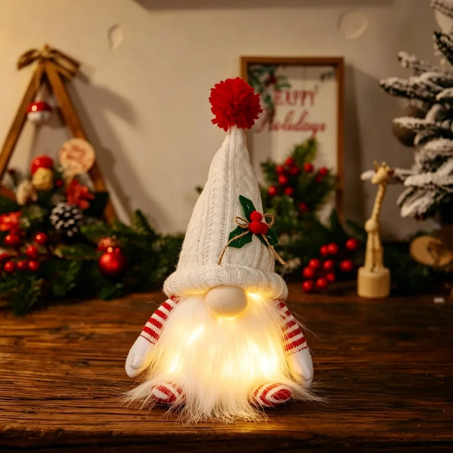 Glowing Knitted Gnome Doll with LED Light – Christmas Decoration Gift