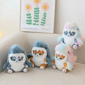 Kawaii Shark Cat Plush Toy – Soft Colorful Stuffed Animal Gift